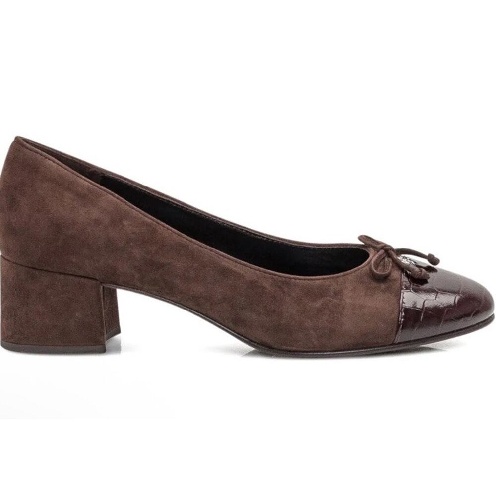 Tory Burch 45mm Suede Heeled Pumps Brown Sz 7 $395 MSRP